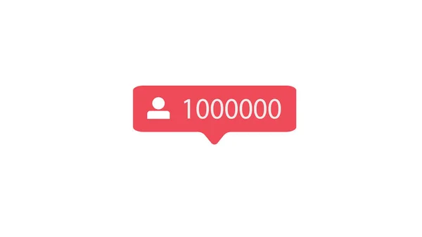 Sayaç, bildirim simgesini takip et. Beyaz Arka Planda Sosyal Medyanın Pembe Düğmesi.
