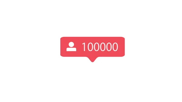 Sayaç, bildirim simgesini takip et. Beyaz Arka Planda Sosyal Medyanın Pembe Düğmesi.