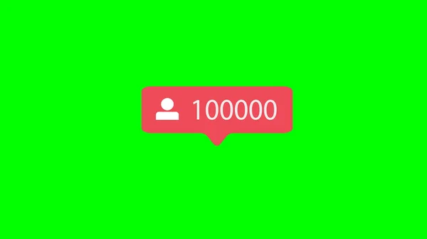 Sayaç, bildirim simgesini takip et. Yeşil Ekranda Sosyal Medyanın Pembe Düğmesi (Renk Tuşu) Arka Plan.
