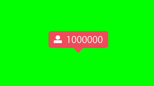 カウンター 通知シンボルに従ってください グリーンスクリーン上のソーシャルメディアのピンクボタン クロマキー の背景 — ストック写真