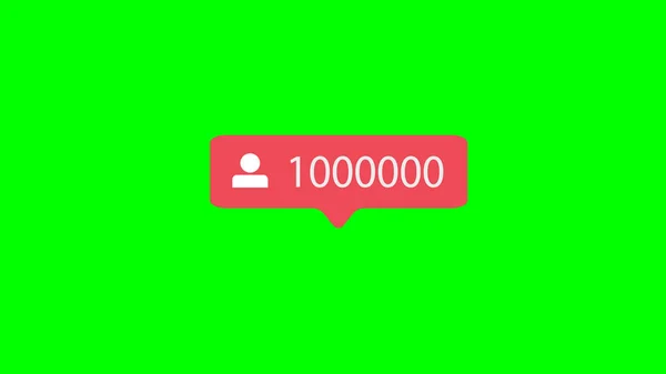 Sayaç, bildirim simgesini takip et. Yeşil Ekranda Sosyal Medyanın Pembe Düğmesi (Renk Tuşu) Arka Plan.