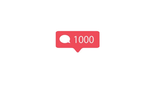 カウンター コメント通知シンボル 白い背景にソーシャルメディアのピンクのボタン — ストック写真