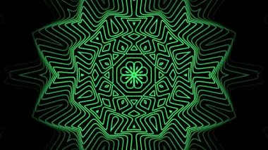 Soyut Kaleydoskop Geçmişi. Fraktal Gradyan Canlandırması Siyah Arkaplan 4k üzerinde izole edildi