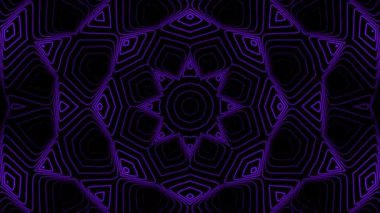 Soyut Kaleydoskop Geçmişi. Fraktal Gradyan Canlandırması Siyah Arkaplan 4k üzerinde izole edildi