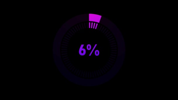 Loading Animation 100 Animation Circle Percentage Diagram Isolated Black Background — Stock Video