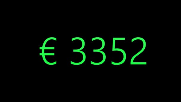 Πολύχρωμο Animation Του Euro Counter Μετρητής Νομισμάτων Απομονώθηκε Μαύρο Φόντο — Αρχείο Βίντεο