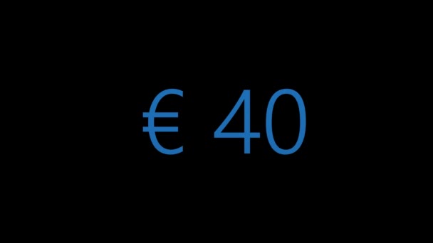 Animación Colorida Euro Counter Contador Divisas Aislado Sobre Fondo Negro — Vídeo de stock