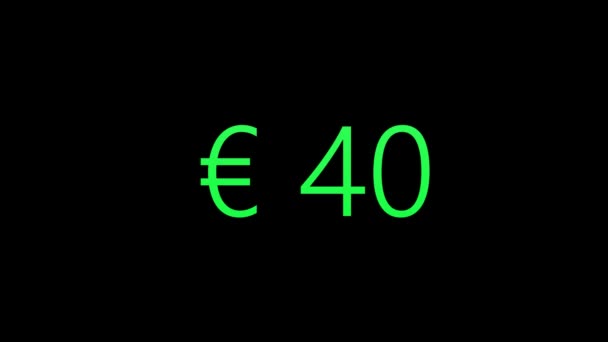 Πολύχρωμο Animation Του Euro Counter Μετρητής Νομισμάτων Απομονώθηκε Μαύρο Φόντο — Αρχείο Βίντεο