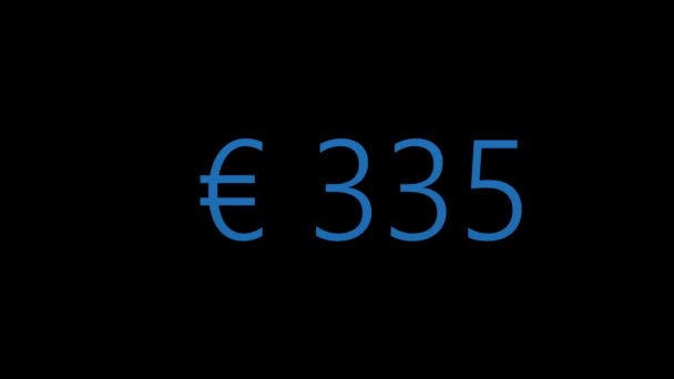 Kleurrijke Animatie Van Euro Counter Valuta Counter Geïsoleerd Zwarte Achtergrond — Stockvideo