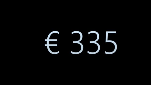 Animación Colorida Euro Counter Contador Divisas Aislado Sobre Fondo Negro — Vídeos de Stock