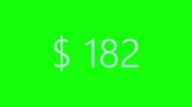 Dolar Sayacının Renkli Canlandırması. Yeşil Ekranda Para Birimi Sayacı (Chroma Key) Arkaplan.