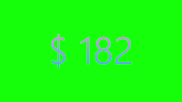 Barevná Animace Počítadla Dolarů Čítač Měn Pozadí Zelené Obrazovky Chroma — Stock video