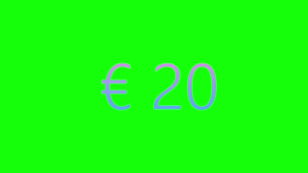 Bunte Animation Des Euro Counter Währungszähler Auf Grünem Bildschirm Chroma — Stockvideo