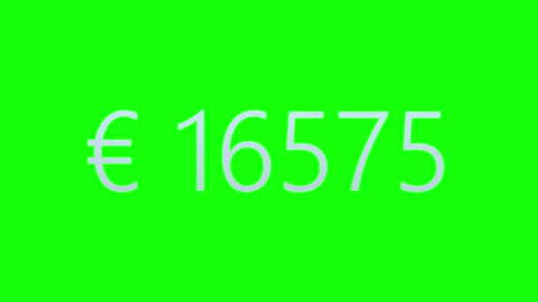 Animation Colorée Euro Counter Compteur Devises Sur Écran Vert Chroma — Video