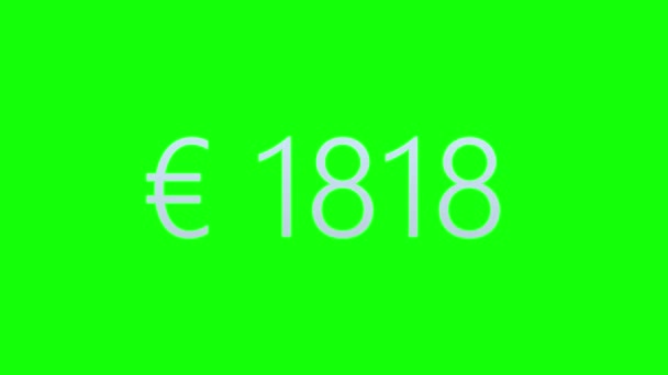 Kolorowa Animacja Euro Counter Licznik Walut Zielonym Ekranie Klucz Chromowy — Wideo stockowe