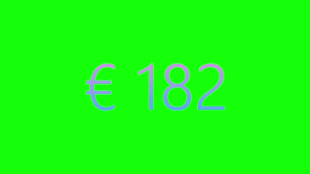 彩色动画的欧元计数器 绿色屏幕上的货币计数器 — 图库视频影像