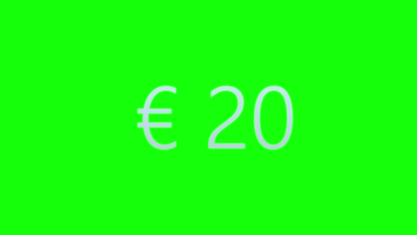 Színes Animáció Euro Counter Pénznem Számláló Zöld Képernyőn Chroma Key — Stock videók