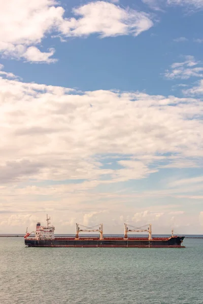 Oil Tanker Panama Canal Clouds Blue Sky Background — Stock Photo, Image