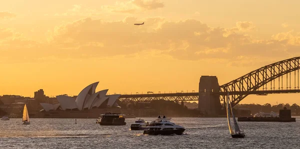 Sydney Australie Novembre 2018 Opéra Sydney Pont Harbor Coucher Soleil — Photo