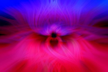 Güzel soyut sarmalanmış üç boyutlu lifler çeşitli simetrik şekillerden oluşan bir süs oluşturuyorlar. Pembe, mor, kırmızı ve mavi renkler. Görüntü.