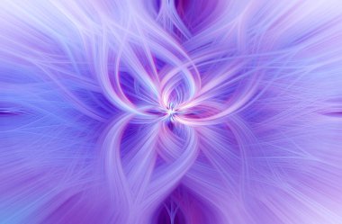 Güzel soyut sarmalanmış üç boyutlu lifler çeşitli simetrik şekillerden bir süs oluşturuyorlar. Pembe ve mavi renkler. Görüntü.