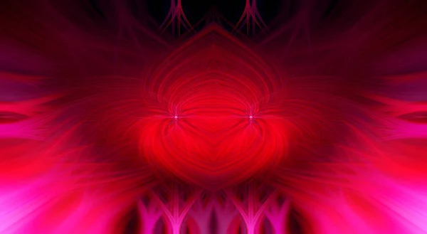 아름다운 추상적으로 섬유들이 대칭적 형태의 장식을 만듭니다 보라색 분홍색 빨간색 — 스톡 사진