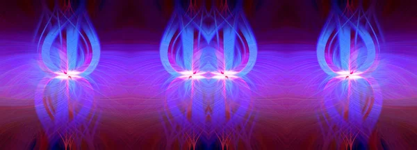 絡み合った心の形を形成する美しい抽象的な絡み合った3D繊維 ピンク 紫の色 イラスト バナーとパノラマサイズ — ストック写真