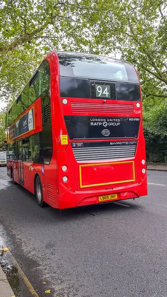 Londres Reino Unido Julho 2020 Ônibus Moderno Dois Andares Vermelho — Fotografia de Stock