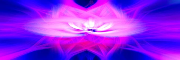 絡み合った心の形を形成する美しい抽象的な絡み合った3D繊維 ピンク 青の色 イラスト バナーとパノラマサイズ — ストック写真