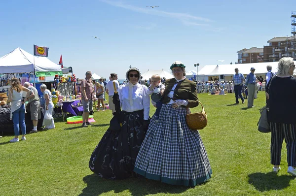 Broadstairs Kent June 2019 Visitors Enjoy Annual Dickens Festival Broadstairs Royalty Free Stock Photos