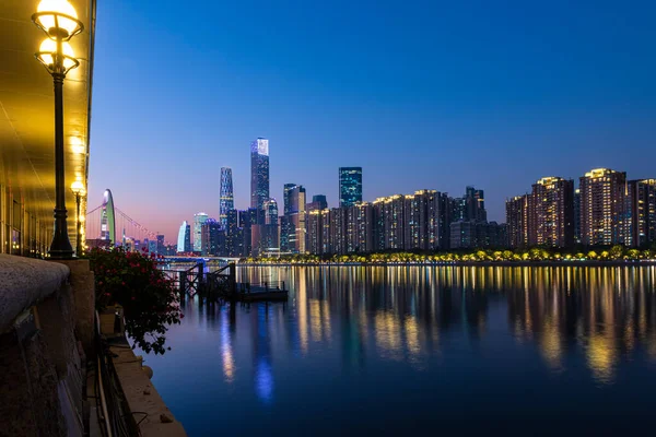 Belle Vue Nuit Sur Ville Guangzhou Chine — Photo