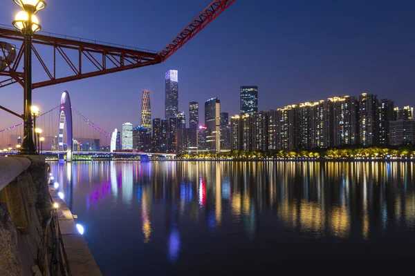 Güzel Şehir Gece Manzarası Guangzhou Çin — Stok fotoğraf