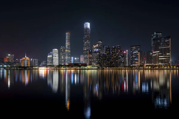 Belle Vue Nuit Sur Ville Guangzhou Chine — Photo