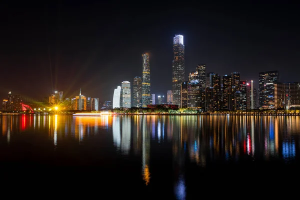 Güzel Şehir Gece Manzarası Guangzhou Çin — Stok fotoğraf