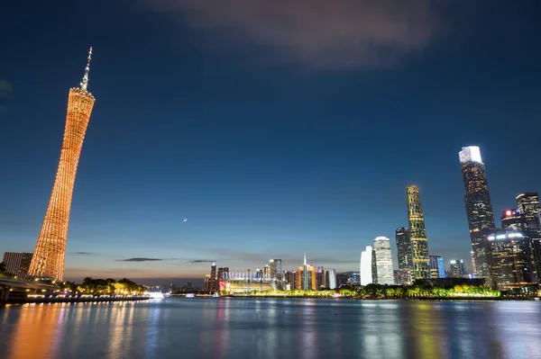 Guangzhou Şehri Gece Manzarası Çin — Stok fotoğraf