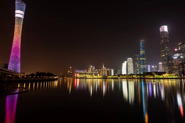 Vue Nuit Ville Guangzhou Chine — Photo