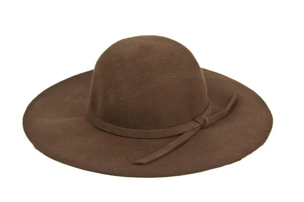 Kahverengi Şapka Beyaz Arkaplanda Izole — Stok fotoğraf