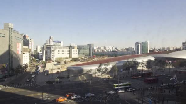 Zeitraffer Aufnahme Moderner Architektur Auf Dem Dongdaemun Design Plaza Seoul — Stockvideo