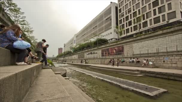 Cheonggyecheon Akışı Seoul Güney Kore — Stok video