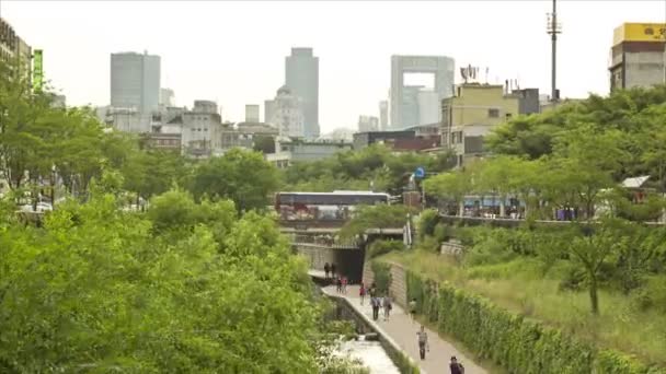 Cheonggyecheon Stream Seoel Zuid Korea — Stockvideo