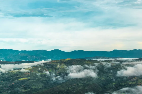 THE MOUNTAINOUS LANDSCAPE AT DAWN Stok Foto Bebas Royalti