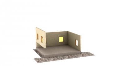 Ev yapımı. Yapı inşa. Binanın evin bir işlemi gösteren hızlandırılmış 3d animasyon. House animasyon beyaz zemin üzerine monte ediliyor. Full Hd