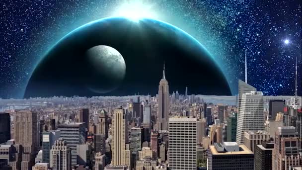 Fantasy City Animation Fantasy New York City Animation Inglês Apocalipse — Vídeo de Stock