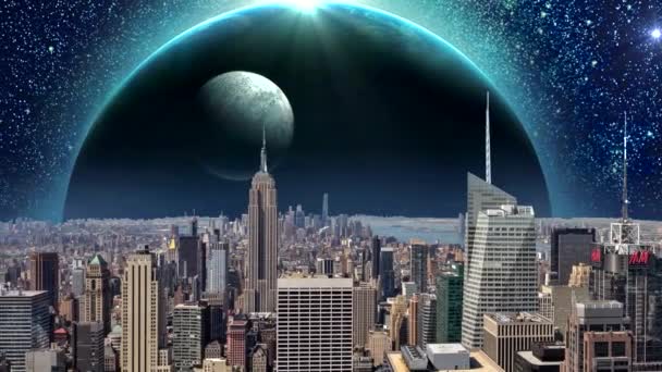 Fantasy City Animation Fantasy New York City Animation Inglês Apocalipse — Vídeo de Stock