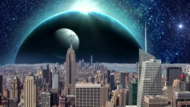 Amazing Fantasy Stad Animatie Fantasy New York City Animatie Apocalyps — Stockvideo