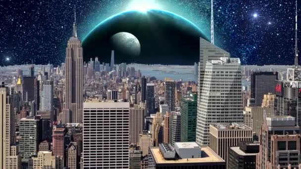 Fantasy City Animation Fantasy New York City Animation Inglês Apocalipse — Vídeo de Stock
