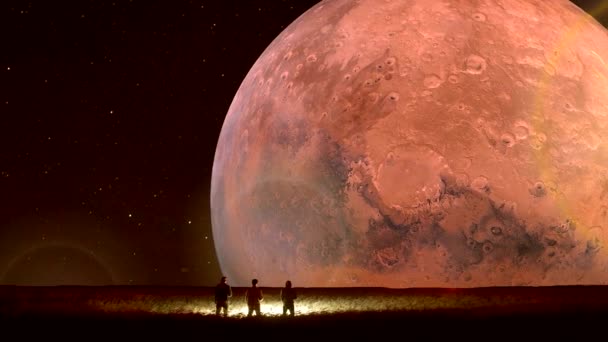 Fantastico Fantastico Paesaggio Irreale Con Luna Rossa Animazione Paesaggio Fantasy — Video Stock