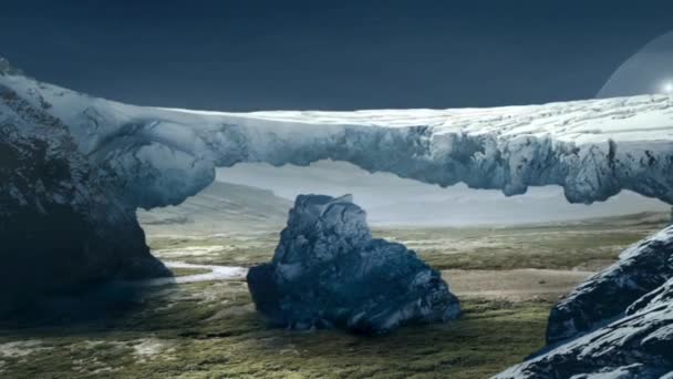 Niesamowite Ziemi Fantastycznych Animacji Wspaniały Krajobraz Ufo — Wideo stockowe