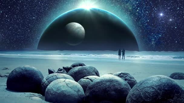 Incroyable Fantastique Terre Univers Galaxie Animation Avec Lune — Video