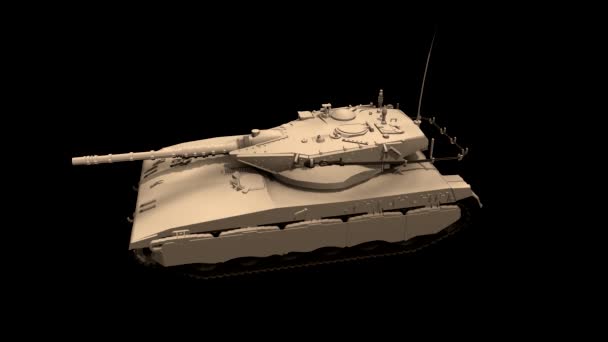 Montage Eines Kampfpanzers Einzelteilen Schwarzer Hintergrund Filmmaterial Animation — Stockvideo